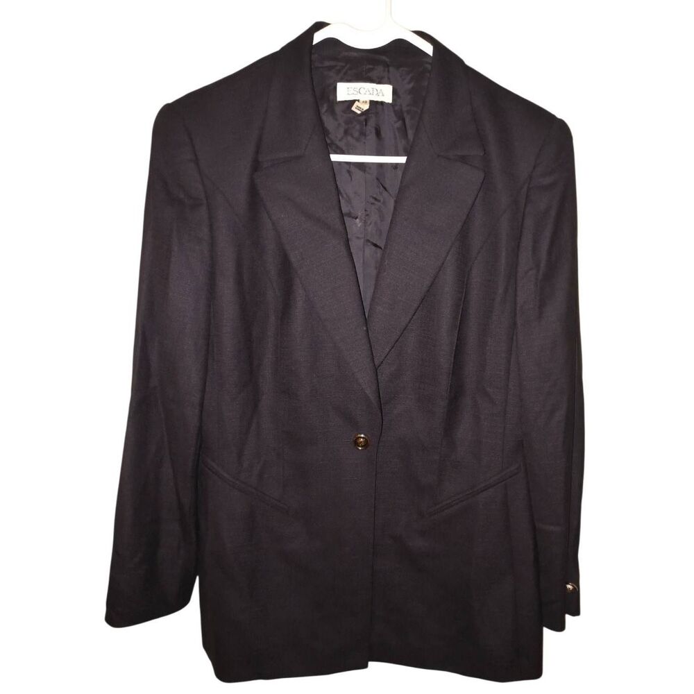 Escada Vintage black single-button blazer Women's 42 structured shoulders classi